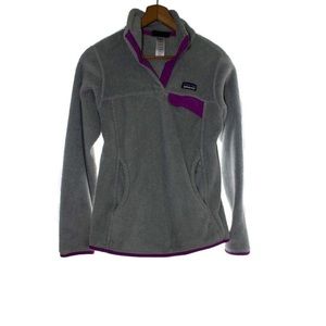 Patagonia grey and purple fleece, S: XS FLASH SALE